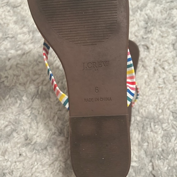 J. Crew Flip Flops Rainbow Color Strap Size 6 - Picture 5 of 6